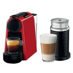 Nespresso Essenza Bundle With Aeroccino Milk Frother Ruby Red