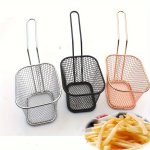 1PC Stainless Steel Fry Basket Rack - Polished Finish MINI Square Food Basket For Frying Serving Snacks And American Style Frenc