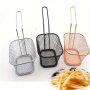 1PC Stainless Steel Fry Basket Rack - Polished Finish MINI Square Food Basket For Frying Serving Snacks And American Style French Fries - Cubby