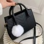 Mini Fashion Crossbody Bag Trendy Shoulder Tote Bag Women's Causal Handbag & Purse With Pompom