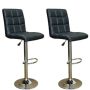 Kcw-black Faux Leather Barstools With Gear Lift And Swivel Function- Set Of 2