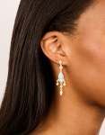 Goldair Gold Plated Blue Cubic Zirconia & Stones Square Drop Detail Earrings