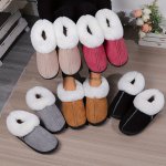 Women's Plush Warm Closed Toe Indoor Slippers Lightweight Anti-slip Soft Sole Slip On Fluffy Furry Slippers