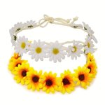 1PC Boho Simulation Flower Crown Daisy Hair Wreath Hippies Bridal Headpiece For Women Props Party