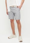 Oxford Cotton Shorts With Belt - Grey
