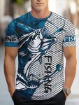 Men's Fish Graphic Print T-Shirt Short Sleeve Crew Neck Tee Men's Clothing For Summer Outdoor