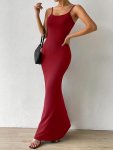Solid Color Sheath Cami Dress Elegant Sleeveless Bodycon Dress For Spring & Summer Women's Clothing