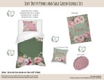 Kids Duvet Set Soft Dusty Pinks And Sage Green Florals