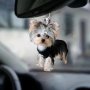 Acrylic Cute Yorkie Dog Hanging Ornament For Car Rearview Mirror Keychain And Bag Pendant - Ideal Holiday Gift - 1PC