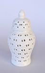 White Diamond Cut-out Temple Jar 36X37CM