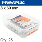 Nyl Nail-in Fixing 8 X 60MM Cylindric 25 Psc Per Tub