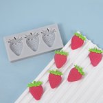 1PC Silicone Strawberry Trio Mold Mold For Candle Candy Chocolate Resin Clay Crafts Ice Cream And Cake Decoration Kitchen Suppli