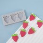 1pc Silicone Strawberry Trio Mold Mold For Candle Candy Chocolate Resin Clay Crafts Ice Cream And Cake Decoration Kitchen Supplies