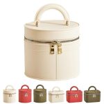 Tidyladyo Waterproof Tpe Travel Makeup Bag Large Capacity Cosmetic Organizer With Handle White Round Toiletry Bag For Women's Sk