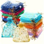 30 Pcs Sparkling Organza Jewelry Pouches Transparent Drawstring Gift Bags Mesh Favor Bags For Wedding Party Christmas Birthday M