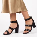 Jaydin Buckle Block Heel Sandals - Black - 9