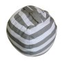 Kids Stuffed Animal Storage Bean Bag Chair - Grey Stripe