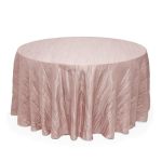 Your Chair Covers - 132 Inch Round Crinkle Taffeta Tablecloth - Blush Crushed Shiny Dining Table Cloth For Wedding Party Birthda