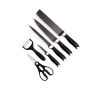 Stainless Steel 6 Piece Knife Set With Knife Block - Ergonomic Handle - Khaki