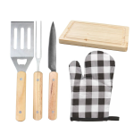 5-PIECE Grill Tool Set With Wooden Handles