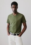 Slim Fit V-neck T-Shirt - Dark Khaki Green