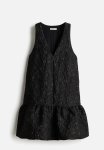 Jacquard-weave Bubble-hem Dress - Black