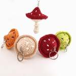 Crochet Mushroom Key Ring - Orange