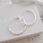Stacey 925 Sterling Silver Round Hoop Earrings Size: 25MM 2MM Thick