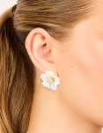 Goldair Gold Plated Diamante & Pearl Flower Statement Earrings