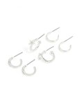 Silver Diamante Star & Smooth Hoop Earrings 3-PACK