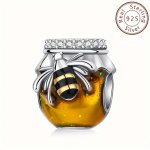 1PC 925 Sterling Silver Bee Golden Honey Jar Bead For Jewelry Making Exquisite Personality Women's Snake Pattern Bracelets Vario