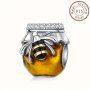 1PC 925 Sterling Silver Bee Golden Honey Jar Bead For Jewelry Making Exquisite Personality Women's Snake Pattern Bracelets Various Necklaces Craft Supplies