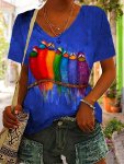 Plus Size Cartoon Print T-Shirt Casual Crew Neck Short Sleeve T-Shirt Women's Plus Sizeclothing