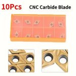 10PCS Cnc Carbide Blade Inserts Indexable Lathe Turning Tools Set For Metal Machining Tungsten Nitride Coated Insert Cutters Wit