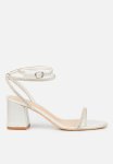 BARDOT1 Ankle Tie Block Heel - White