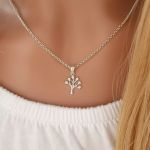 Jemma 925 Sterling Silver Cz Tree Necklace 11X12MM On A 45CM Rolo Chain