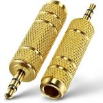Universal Brass Gold Plated 3.5MM Male To 6.35MM Female Stereo Audio Adapter Jack Connector