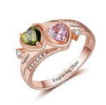 N2020 - Personalized Rose Gold Over 925 Sterling Silver Cz Ring