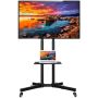 Yaheetech Mobile Tv Stand With Wheels For 32-75 Inch Lcd LED Screens Tvs Height-adjustable Rolling Tv Cart Hold Up To 110 Lbs Trolley Floor Stand W/