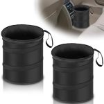 Ecocstm 2 Pcs Car Trash Can Collapsible Pop-up Car Garbages Can Car Accessories Portable Garbage Bin With Elastic Band Waterproo