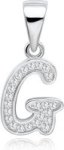 S925 Sterling Silver Alphabet Pendant With Swarovski Zirconia Letter G
