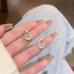 Stylish And Exquisite Rhinestone Decor Cross Dangle Earrings For Ladies Luxury Vintage Style Drop Earrings For Party Wearing