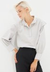 Stand Up Collar Blouse - Grey