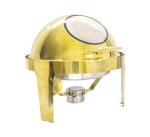 Smte Chafing Dish 47X44CM Round With Window & Roll Top Lid Gold With Keychain