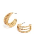 Goldair Gold Plated Cubic Zirconia Triple Hoop Medium Earrings