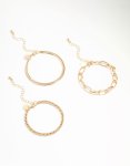 Goldair Gold Mixed Chain Bracelets 3-PACK