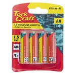 Tork Craft 4 PK 1.5V Aa Alkaline Batteries Shrink Wrap BATLR6-4C