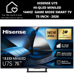 Hisense U7S Hi-qled Miniled 144HZ Game Mode Smart Tv - 75 Inch 2026