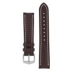 Heavy Calf Water-resistant Calf Leather Watch Strap In Brown - 24MM Silver