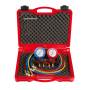 Eco Manifold Kit For R22 R134A R404A R410A. Aluminium Body 68MM Gauges With Protector 1500MM Hoses 1/4" Sae Connections